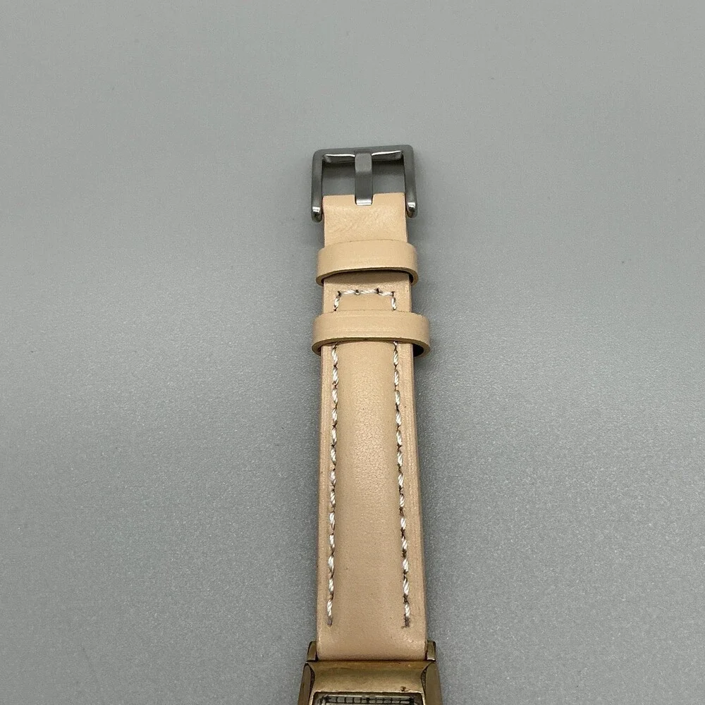 Vintage Elgin Mens Watch 21mm Driver Gold Tone Manual Wind Beige Leather